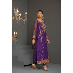 purple embellished outfit