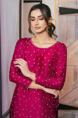Shocking pink embellished outfit
